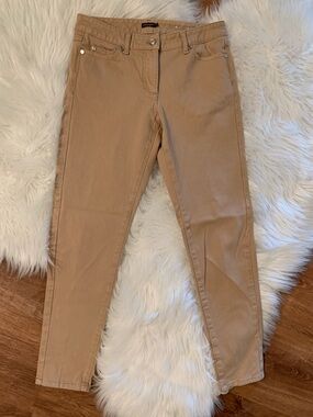 J. McLaughlin Beige Tan Mid-Rise Cotton Spandex Skinny Pant Jean 5 pocket Sz 2